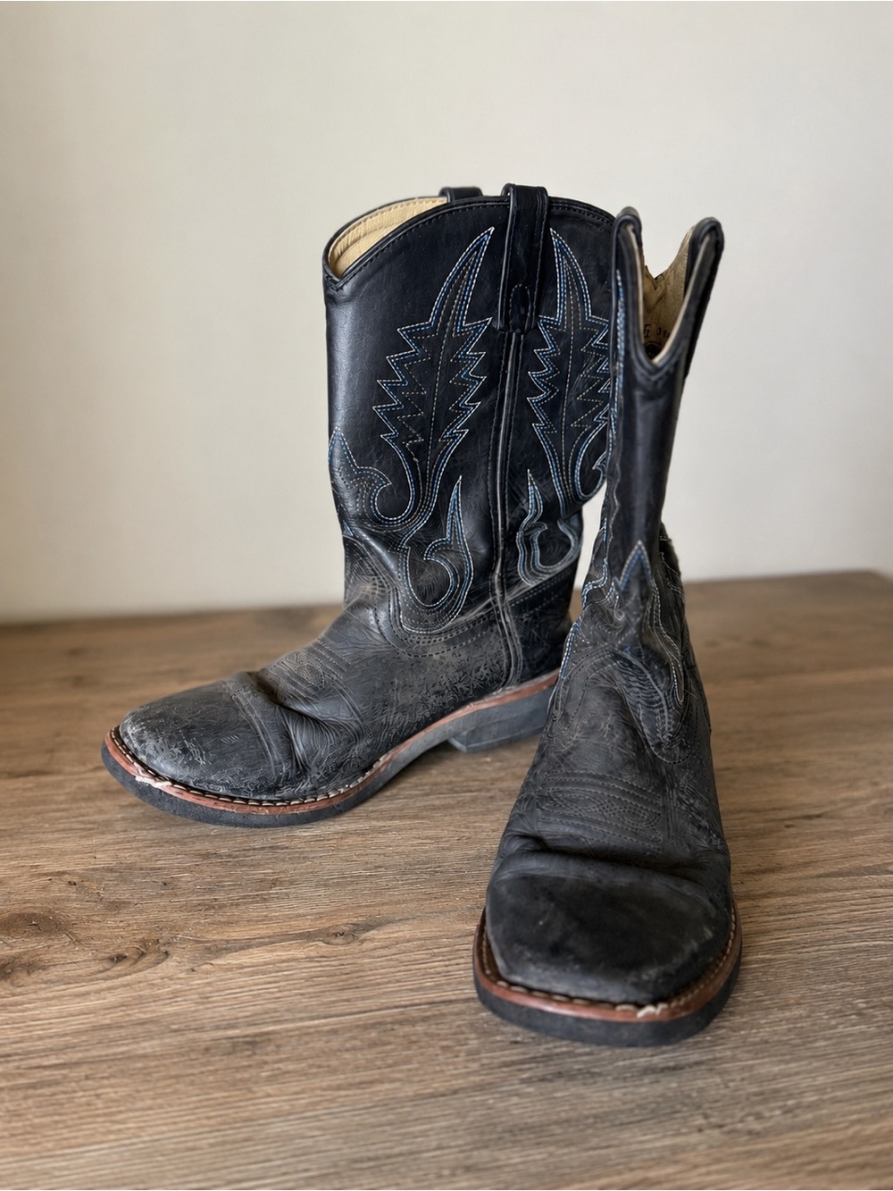 Smoky Mountain Leather Cowboy Boots | Big Kid Size 3.5 | Black Western Boots